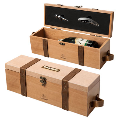 Wood Wine Box with Accessories