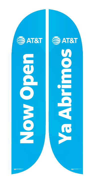 AT&T "Abierto" 12' Feather Flag With Ground Stake, Platform, and Water Bag